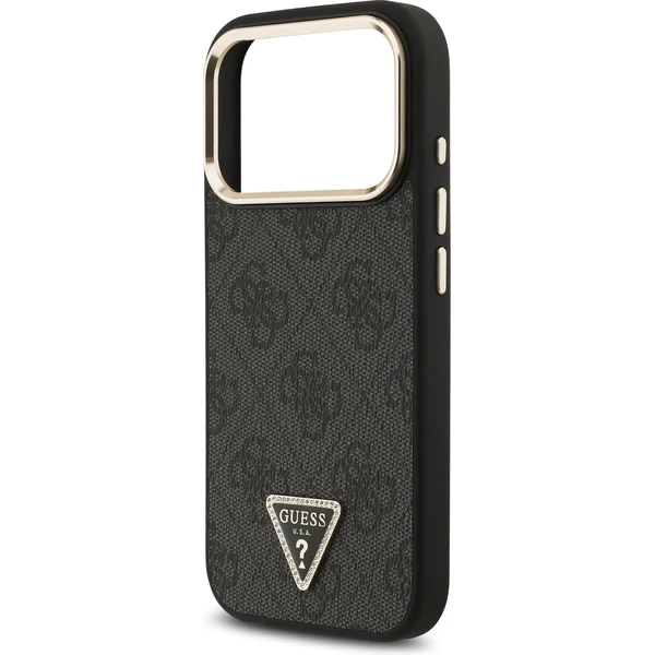 Guess PU Leather 4G Triangle Logo Gold Frame MagSafe kryt iPhone 17 Pro černý - Pouzdra - Obrázek de7dc026054f47e4b9f6f6b4f3514c38