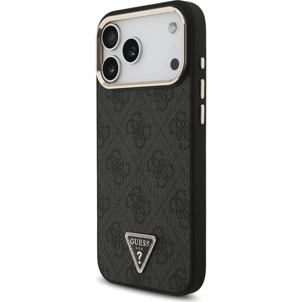 Guess PU Leather 4G Strass Triangle Logo Gold Frame MagSafe kryt iPhone 18 Pro Max černý - Pouzdra - Obrázek de87fdac5c534282bba911fe3290bb56