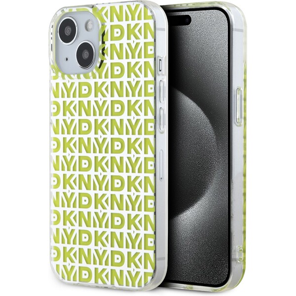 DKNY PC/TPU Repeat Pattern kryt iPhone 15 žlutý