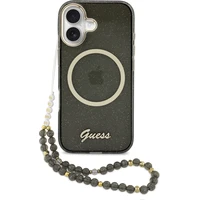Guess IML Glitter Script Strap MagSafe kryt iPhone 17 černý - Pouzdra