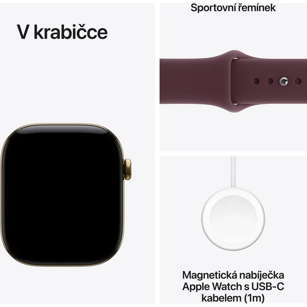 Apple Watch Series 12 Cellular (46mm) Zářivě zlatý titan s burgundsky červeným sportovním řemínkem S - Chytré hodinky - Obrázek def170fb9a944fdfbb1e8411e9831dca