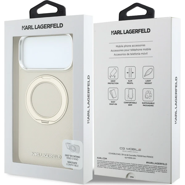 Karl Lagerfeld PU Saffiano Ring Stand MagSafe kryt iPhone 18 Pro Max béžový - Pouzdra - Obrázek df3f6b08db58437db9fa39881dd1b3c7