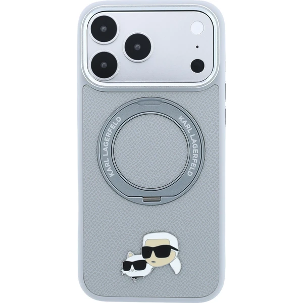 Karl Lagerfeld PU Grained K&CH Heads Ring Stand Magsafe kryt iPhone 18 Pro Max šedý - Pouzdra - Obrázek df44222769ef4cbe8ea731549f5b7873