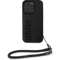BMW Leather Signature and Strap kryt pro iPhone 16 Pro Max černý - Pouzdra