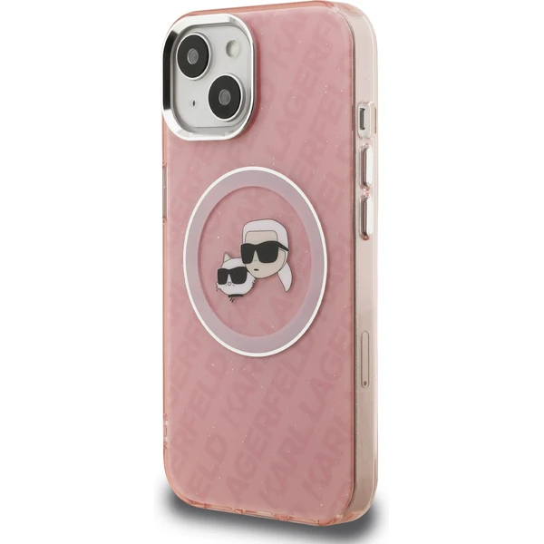 Karl Lagerfeld IML K&CH Heads Repeated Logo MagSafe kryt iPhone 15 růžový - Pouzdra - Obrázek e0974765f3bc49afb25eded28d6febe3