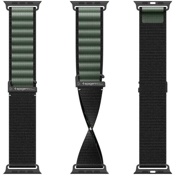 Spigen Fabric Band (hook) řemínek Apple Watch 49/46/45/44mm černý/zelený - Řemínky - Obrázek e0e2f88add694893a6478da4ea760e8c