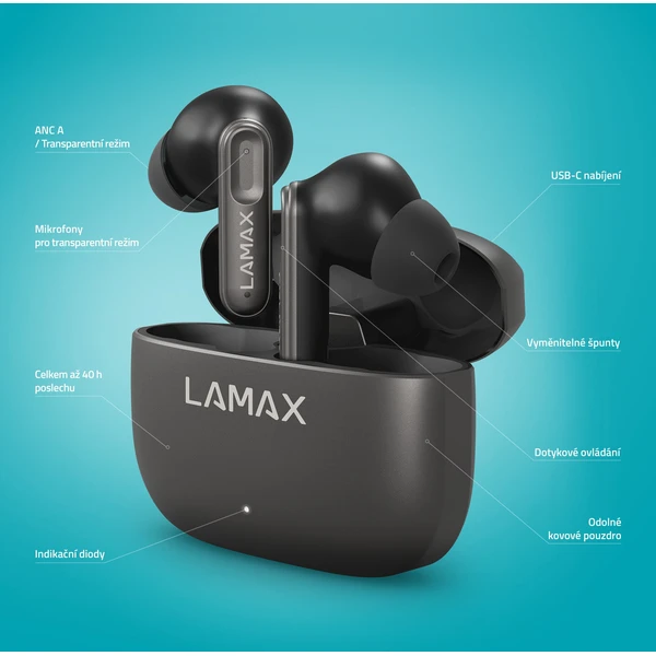LAMAX SteelClips1 ANC bezdrátová sluchátka - Sluchátka - Obrázek e105973579a64d34af9a76fe964e2388