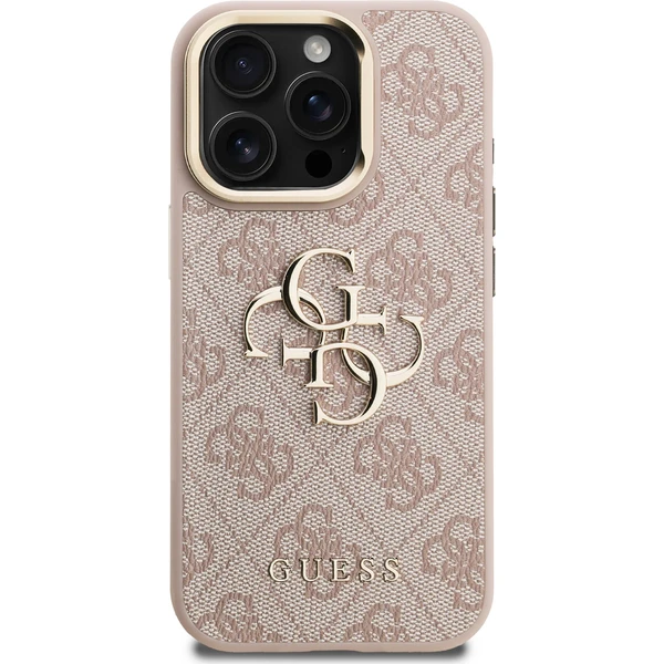Guess PU 4G Metal Logo Stand Camera Frame kryt iPhone 15 Pro Max růžový - Pouzdra - Obrázek e1eb7b523ca4468d85c7babdb1afe05e