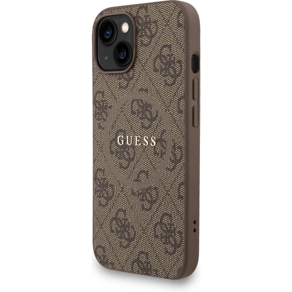 Guess PU Leather 4G Colored Ring Strap MagSafe kryt iPhone 15 hnědý - Pouzdra - Obrázek e1fe468f4c064759a394f40a43730dff