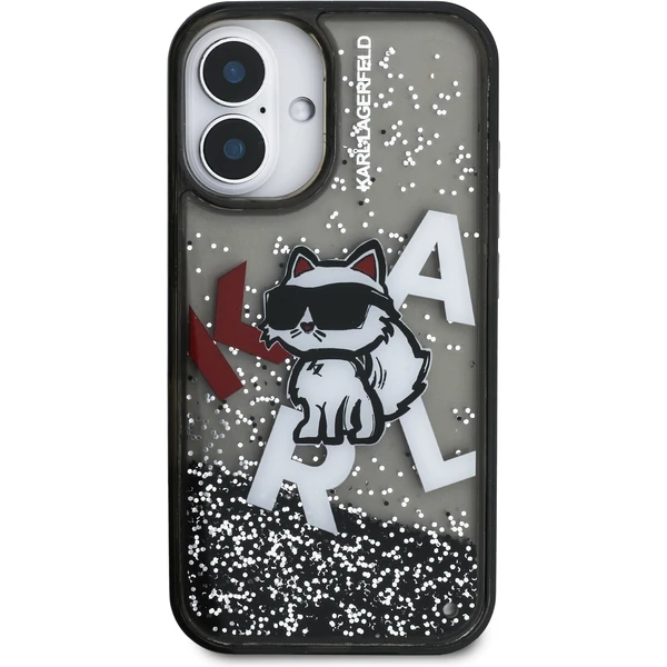 Karl Lagerfeld Liquid Glitter Scattered Choupette kryt iPhone 16 černý - Pouzdra - Obrázek e232688ec0cb4f5dbf7697a6a18ac5a9
