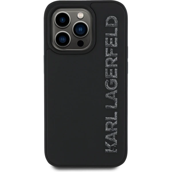 Karl Lagerfeld 3D Rubber Glitter Logo kryt iPhone 13 Pro černý - Pouzdra - Obrázek e3007ce204254179a88a8bd083883412