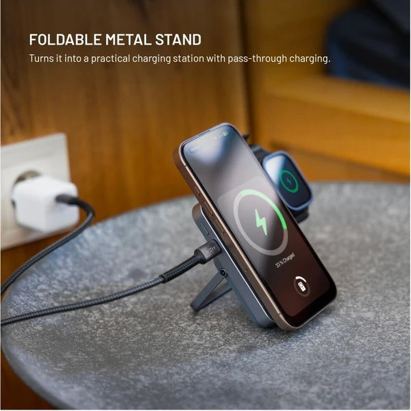 FIXED MagZen 5 Stand MagSafe powerbanka 5000 mAh se stojánkem (20W) šedá - Powerbanky - Obrázek e32dbefe00f14a8c9e7d22a58dc3df45