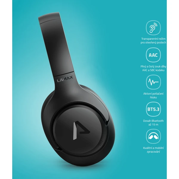 LAMAX BeatComfort1 ANC náhlavní sluchátka černá - Sluchátka - Obrázek e336a3a401434ef186be7cd014f78c53