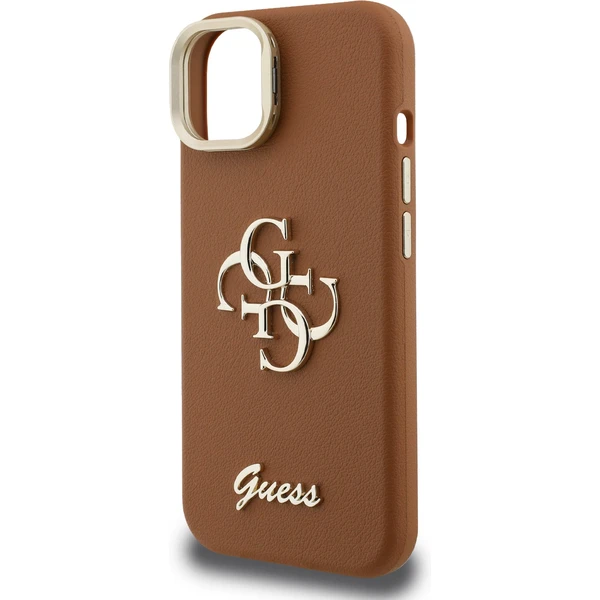 Guess PU Grained 4G Logo Stand Camera Frame kryt iPhone 14 hnědý - Pouzdra - Obrázek e405ae0a4d45410fbc08ab8addc7229f