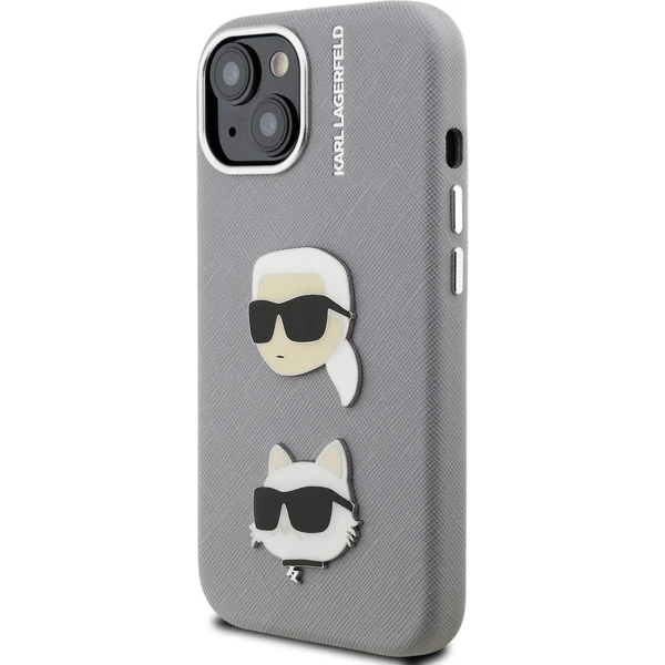 Karl Lagerfeld Grained PU K&CH Heads kryt iPhone 15 šedý - Pouzdra - Obrázek e42ada49bc9f4a8881945df01316712f
