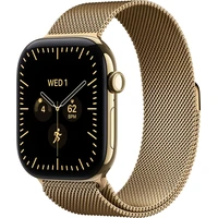 Apple Watch Series 12 Cellular (46mm) Zářivě zlatý titan se zářivě zlatým milánským tahem S/M - Chytré hodinky