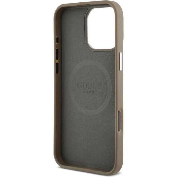 Guess PU Grained Triangle Logo kryt pro iPhone 16 Pro Max hnědý - Pouzdra - Obrázek e48825b16def4782a9eaa2332c193604