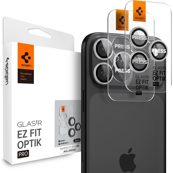Spigen Glass tR EZ Fit Optik Pro skla iPhone 17-14 Pro/17-14 Pro Max silver (2 ks)