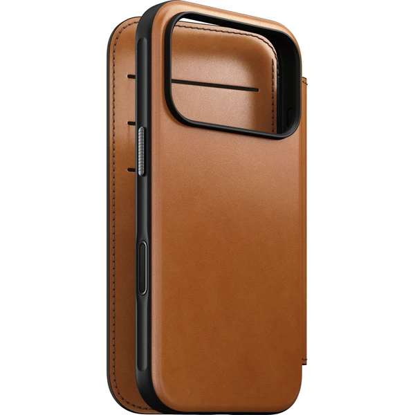 Nomad Modern Leather Folio (Horween) MagSafe kožené pouzdro iPhone 17 Pro/18 Pro Saddle - Pouzdra - Obrázek e4a84b5eee0f4b4ca88770e34e7db022