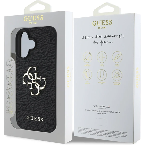 Guess PU Grained 4G Metal Logo kryt iPhone 16 černý - Pouzdra - Obrázek e4c1306a230847adb3ed44dbd22535c0