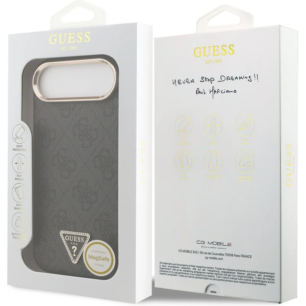 Guess PU Leather 4G Triangle Logo Gold Frame MagSafe kryt iPhone Air černý - Pouzdra - Obrázek e4ce17502c0d4cef9d950a3e0121ee9a