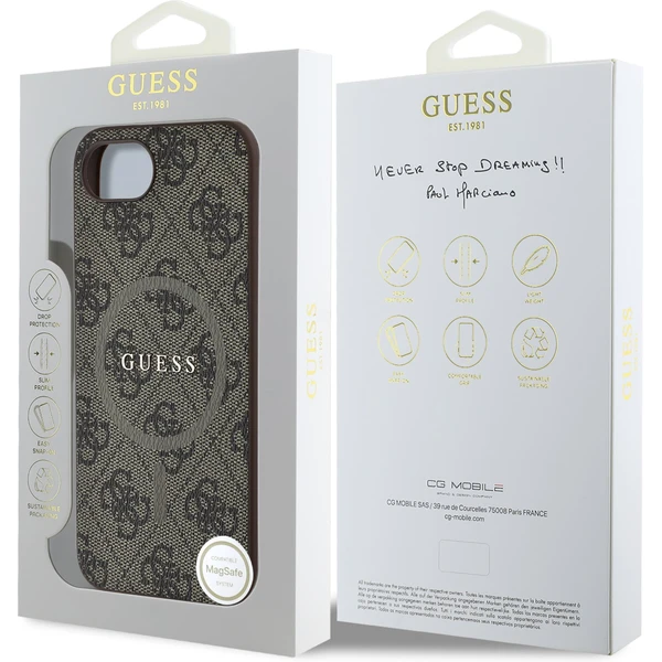 Guess PU Leather 4G Colored Ring MagSafe kryt iPhone 17e/16e hnědý - Pouzdra - Obrázek e4d807d1a9674233b555f4ba6fafad24