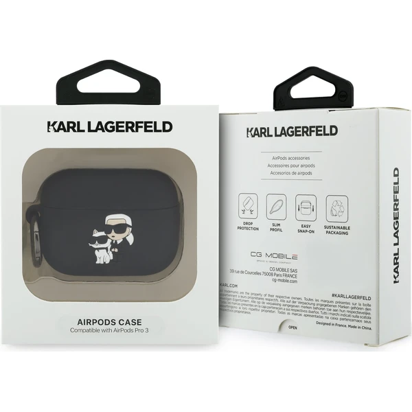 Karl Lagerfeld 3D Logo NFT Karl and Choupette silikonové pouzdro AirPods Pro 3 černé - Pouzdra - Obrázek e4f6a92040654a269404169237c6a131