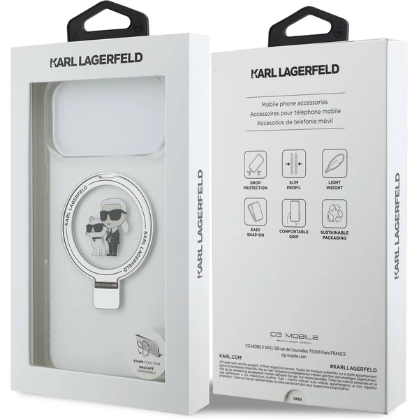 Karl Lagerfeld Ringstand Karl and Choupette MagSafe kryt iPhone 17 Pro Max bílý - Pouzdra - Obrázek e4fb9c2698a74610a23d6b24faf0ae1a