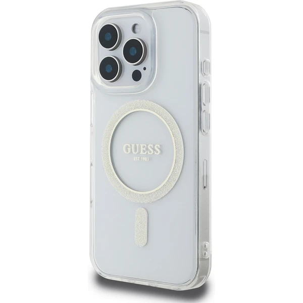 Guess IML Glitter Ring MagSafe kryt pro iPhone 16 Pro Max čirý - Pouzdra - Obrázek e526457737a045bfa91496efbe1c8407