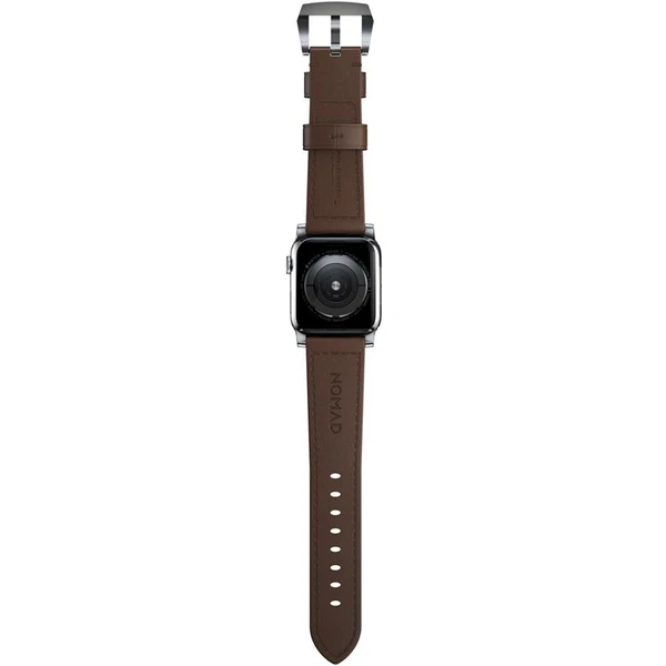 Nomad Traditional kožený řemínek Apple Watch Ultra (49mm) 8/7 (45mm)/6/SE/5/4 hnědý/stříbrné přezky - Řemínky - Obrázek e53016ddb4ad4d8b9b04d904da842f58