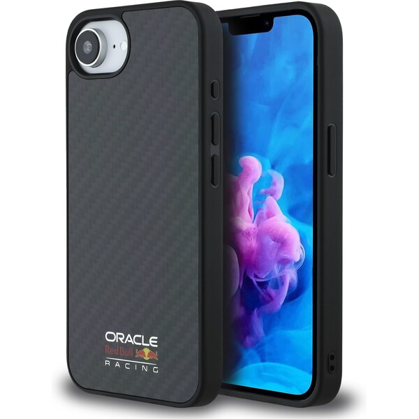 Oracle Red Bull Racing Carbon Shiny Logo MagSafe kryt iPhone 16e černý