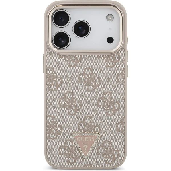Guess PU Leather 4G Triangle Logo Gold Frame MagSafe kryt iPhone 17 Pro růžový - Pouzdra - Obrázek e5cd8f4e21834738ade8d014a24e530d