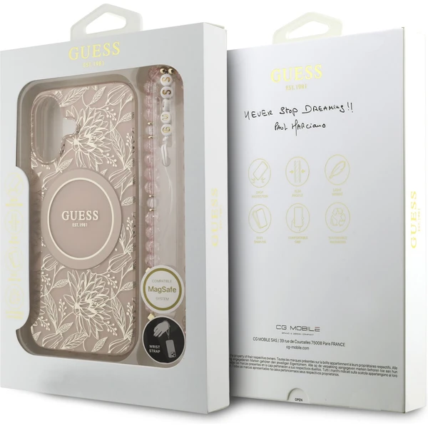 Guess IML Flowers Allover Strap MagSafe kryt iPhone 17 růžový - Pouzdra - Obrázek e60b8e7f66b64536954470694be73808