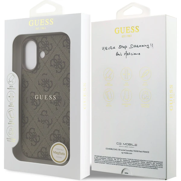 Guess PU Leather 4G Colored Ring MagSafe Zadní Kryt pro iPhone 17 hnědý - Pouzdra - Obrázek e62f998bfc6f4d6cb3237e51a4c3b94c