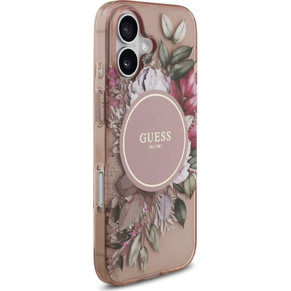 Guess IML Flowers Strap MagSafe kryt iPhone 17 růžový - Pouzdra - Obrázek e63a068dc90741619e4b40376bc6688f