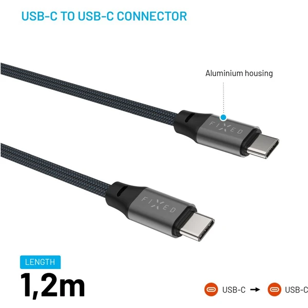 FIXED USB-C/USB-C magnetický napájecí kabel 240W 1,2m šedý - Kabely a redukce - Obrázek e6599cf500814996847d96dca08d812b