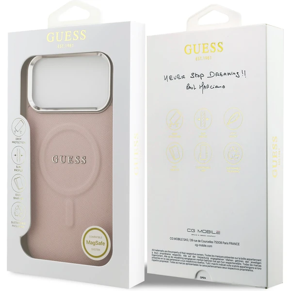 Guess PU Saffiano MagSafe kryt iPhone 17 Pro růžový - Pouzdra - Obrázek e665b8e1ced04d65bc43db25e2d0f287