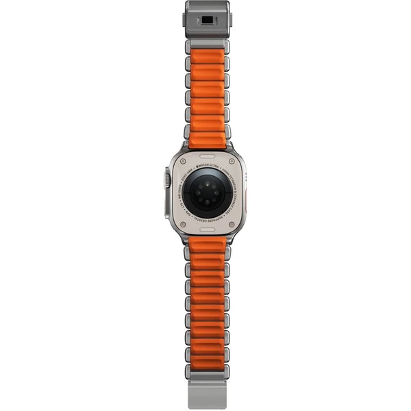 Nomad Stratos Band FKM řemínek Apple Watch 45/46/49mm Natural Titanium/Ultra Orange - Řemínky - Obrázek e69b25d6ad8646b89ac1c8a1bb575d43