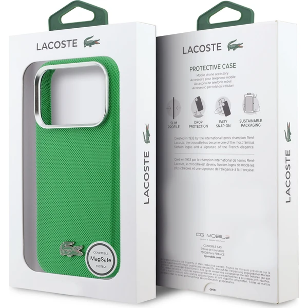 Lacoste PVC Iconic Petit Pique Metal Logo MagSafe kryt iPhone 17 Pro zelený - Pouzdra - Obrázek e6f24e31a26d43f298d2b9753cb53725