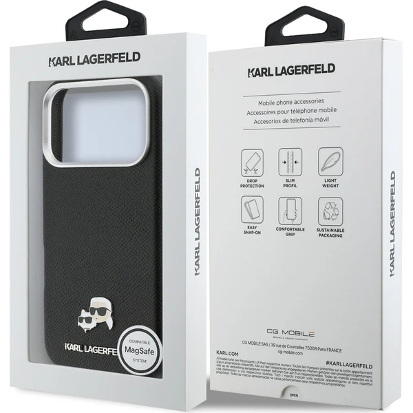 Karl Lagerfeld PU Karl and Choupette Heads Pins MagSafe kryt iPhone 17 Pro Max černý - Pouzdra - Obrázek e7cb793982b94f9aa379f58eb8d26783