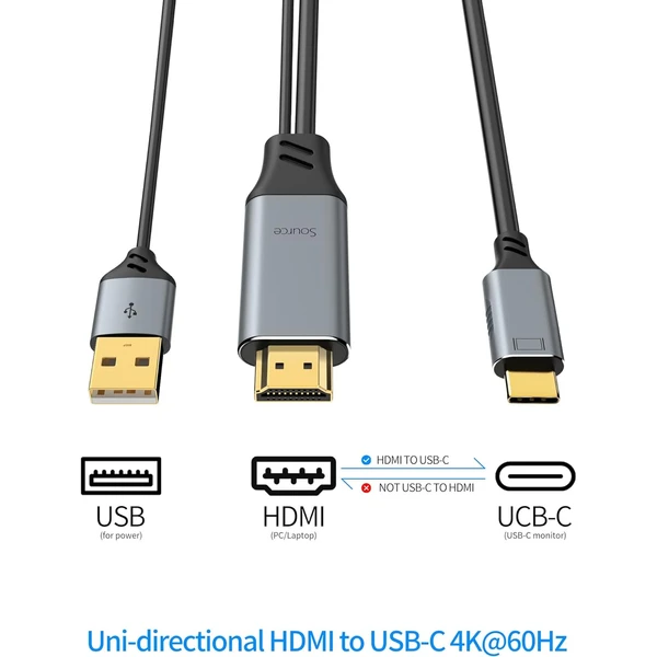 PremiumCord HDMI 2.0/USB-C kabel 4K 2m černý - Kabely a redukce - Obrázek e80cea148ae640e7b71a313622067758