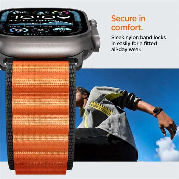 Spigen Fabric Band (hook) řemínek Apple Watch 49/46/45/44mm černý/oranžový - Řemínky - Obrázek e81a24d1ad8542e3b16a042dae748c49