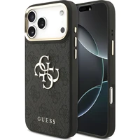 Guess PU Leather 4G Metal Logo Gold Frame kryt iPhone 18 Pro Max černý - Pouzdra