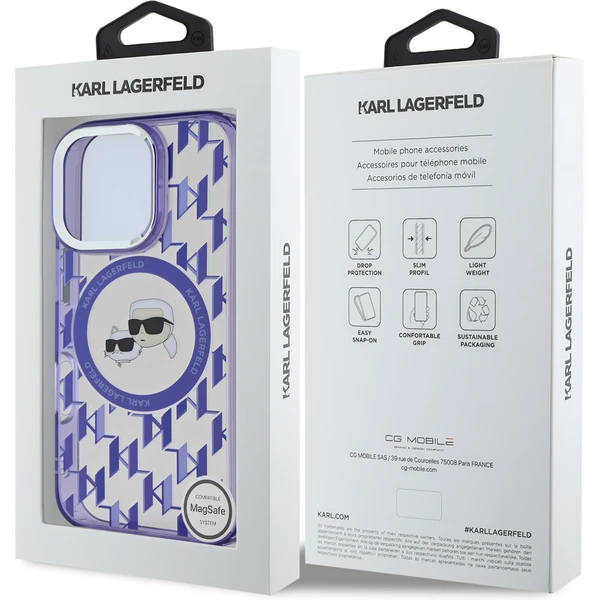 Karl Lagerfeld IML Monogram K&CH Heads MagSafe kryt pro iPhone 16 Pro fialový - Pouzdra - Obrázek e84dba1e32734bebb7126ff4f9293496
