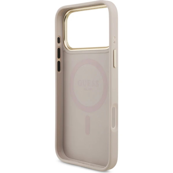 Guess PU Leather 4G Strass Triangle Logo Gold Frame MagSafe kryt iPhone 18 Pro Max růžový - Pouzdra - Obrázek e8921e8f11fd4c66b453efcc7cb3c21f