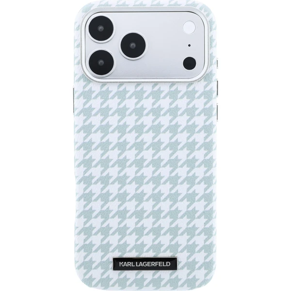Karl Lagerfeld PU Houndstooth Resin Plate MagSafe kryt iPhone 17 Pro Max modrý - Pouzdra - Obrázek e89439eca46f4e1eba5d907cba5cb376