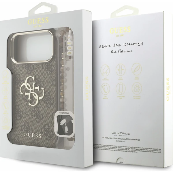 Guess PU 4G Metal Logo Strap kryt iPhone 18 Pro Max hnědý - Pouzdra - Obrázek e8b1636d73f54f13b0267b82c68491b3