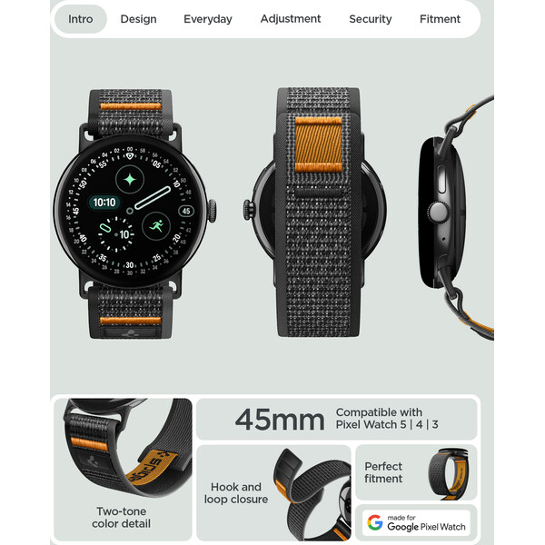 Spigen Athlex Air Active řemínek Google Pixel Watch 5/4/3 45mm black/orange - Řemínky - Obrázek e8d0ff86dab34626b278f955d4492d44