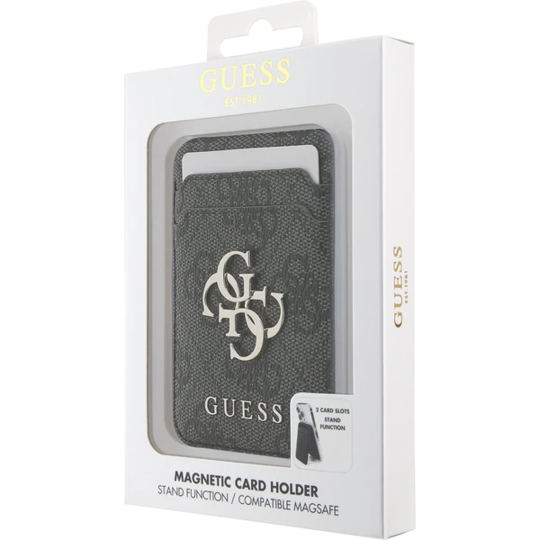 Guess 4G Metal Logo MagSafe Cardslot peněženka se stojanem černá - Peněženky - Obrázek e8edf3b0dccf498ebe4b58ae22ef76bb