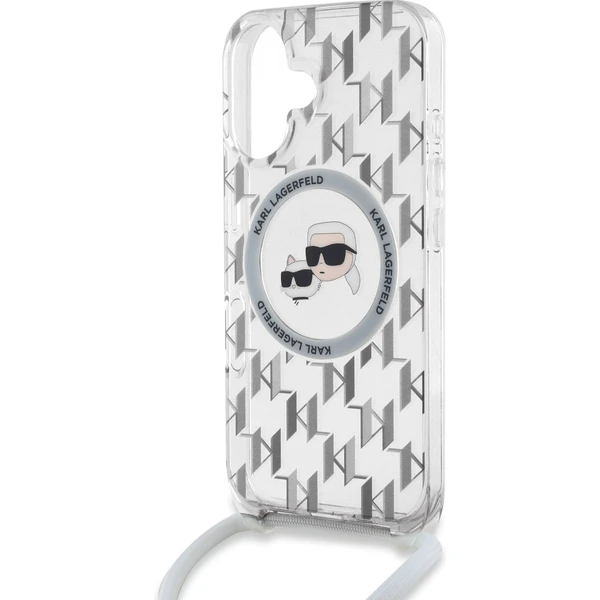Karl Lagerfeld IML Monogram Crossbody K&CH Heads MagSafe kryt pro iPhone 16 čirý - Pouzdra - Obrázek e910a73ce16f40ad9760bc7f3650643a